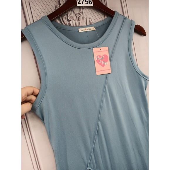 NWT Heart & Hips Maxi Dress Women Size L Stretch High Side Slits Perwinkle Blue - Picture 5 of 16